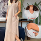 Damen ärmelloses Maxikleid mit V-Ausschnitt und Schlitz