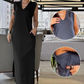 Damen ärmelloses Maxikleid mit V-Ausschnitt und Schlitz