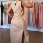 Damen ärmelloses Maxikleid mit V-Ausschnitt und Schlitz