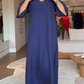 Damen ärmelloses Maxikleid mit V-Ausschnitt und Schlitz