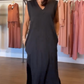Damen ärmelloses Maxikleid mit V-Ausschnitt und Schlitz