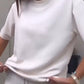 Einfarbiges Damenoberteil mit kurzen Ärmeln ＆ Hose Zweiteiliges Set