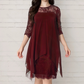 💕Damen elegantes Kleid mit Spitzenüberzug und asymmetrischem Saum