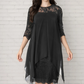 💕Damen elegantes Kleid mit Spitzenüberzug und asymmetrischem Saum