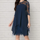💕Damen elegantes Kleid mit Spitzenüberzug und asymmetrischem Saum
