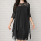 💕Damen elegantes Kleid mit Spitzenüberzug und asymmetrischem Saum