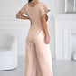 Jumpsuit mit V-Ausschnitt und weiten Beinen für Frauen