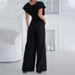 Jumpsuit mit V-Ausschnitt und weiten Beinen für Frauen