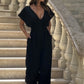 Jumpsuit mit V-Ausschnitt und weiten Beinen für Frauen