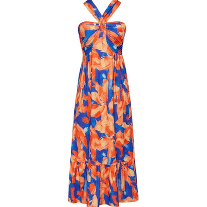 🌺Ärmelloses Kleid mit gekreuztem Neckholder und Blumenmuster💃