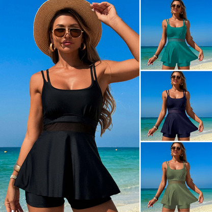 Hochtaillierter Tankini-Badeanzug für Damen (2-teilig)