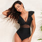 🌴Damen Badeanzug aus Mesh mit Patchwork-Design👙