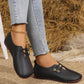✨ Frauen neue weiche synthetische Leder flache Schuhe