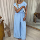 Damen Jumpsuit mit weitem Bein und Carmenausschnitt