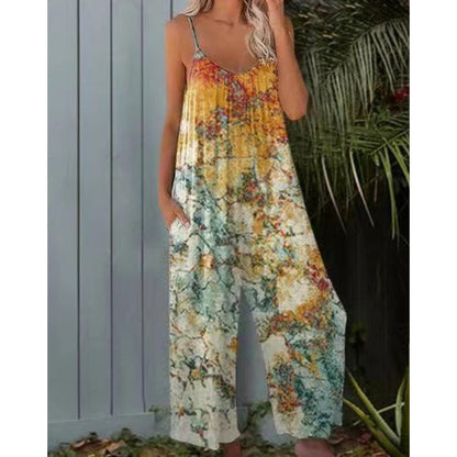 💃🌈Sommer-Hot-Sale 50% Rabatt☀️Damenmode Spaghettiträger-Jumpsuit mit Print