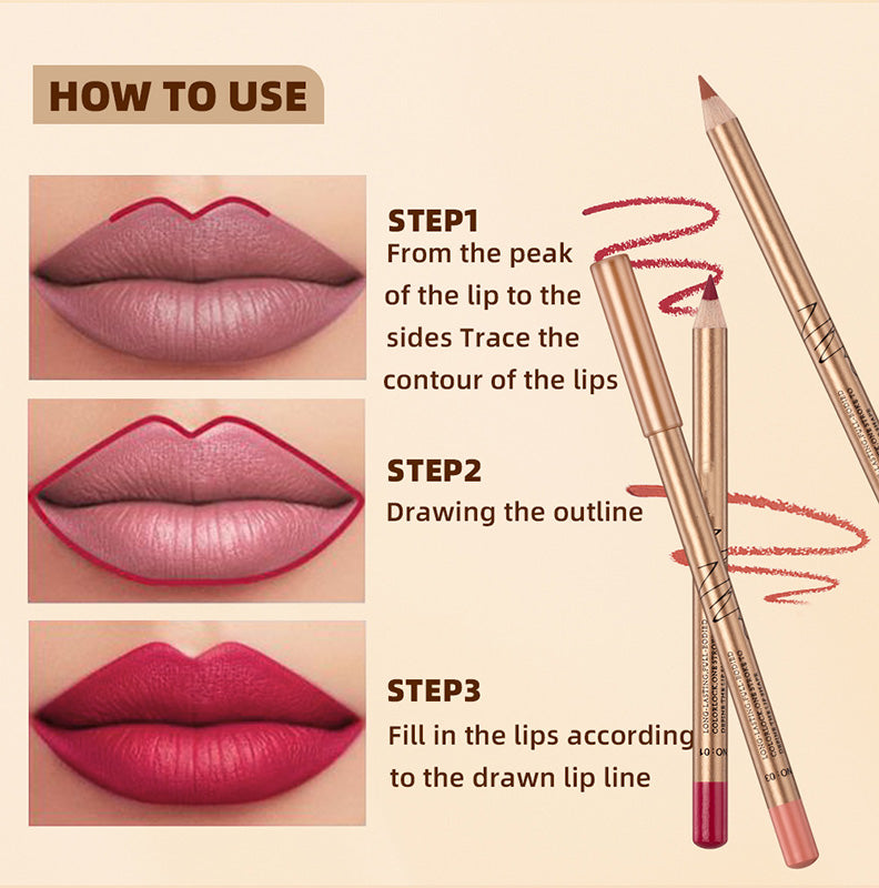 🔥Solange der Vorrat reicht 40 % Rabatt!🎉12-farbiges, wischfestes Lipliner-Stift-Set
