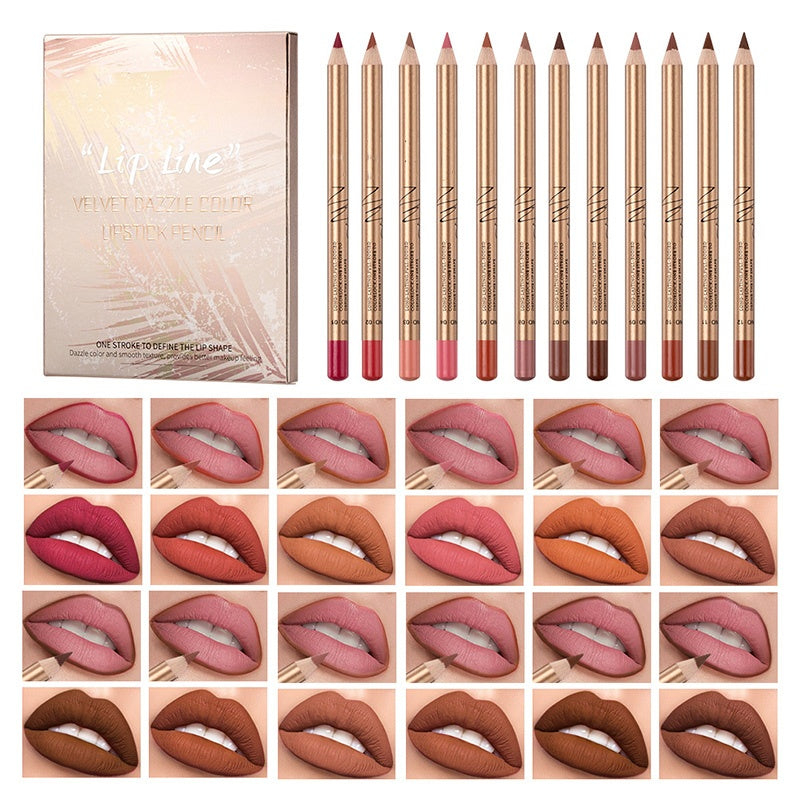 🔥Solange der Vorrat reicht 40 % Rabatt!🎉12-farbiges, wischfestes Lipliner-Stift-Set