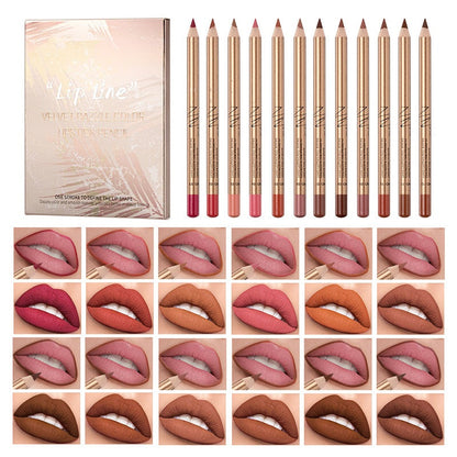 🔥Solange der Vorrat reicht 40 % Rabatt!🎉12-farbiges, wischfestes Lipliner-Stift-Set