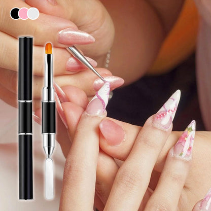 Dual-Ended Nail Art Brush with Spatula