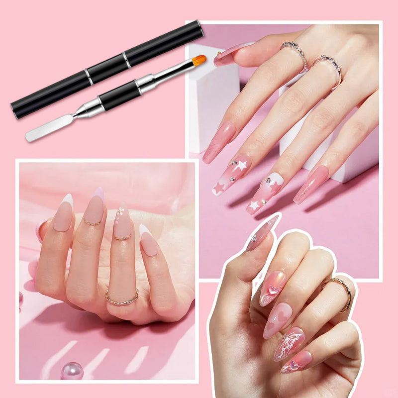 Dual-Ended Nail Art Brush with Spatula