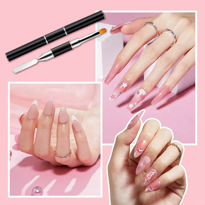 Dual-Ended Nail Art Brush with Spatula