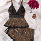 💖Nachtwäsche-Set aus Camisole und Shorts mit V-Ausschnitt und Spitzenbesatz✨