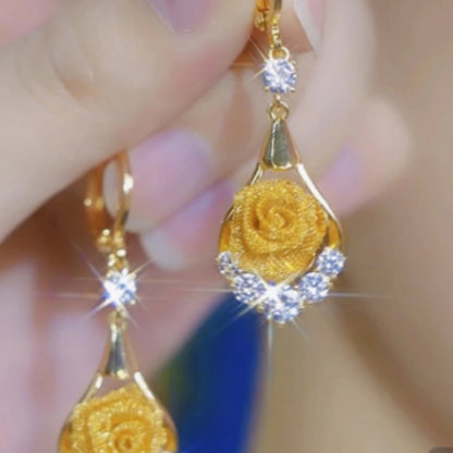 🔥Solange der Vorrat reicht 40 % Rabatt!🎉Die goldenen Jahre- Vielseitige goldene Rosen-Ohrringe für Damen