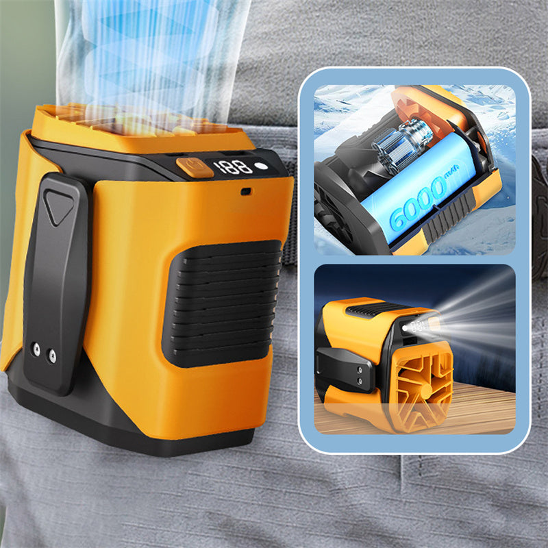 🌀 Leistungsstarker Hüftventilator mit 100 Geschwindigkeitsstufen – USB-C aufladbar, extrem starker Luftstrom, ideal für Baustelle, Outdoor & Reisen ⚡