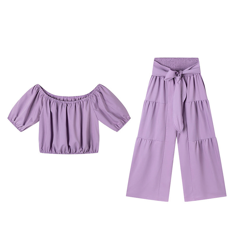 💎 -57% AUF DAS 2-TEILIGE SET! 💎 Schulterfreies Top mit Puffärmeln & Weite Hose – Elegant & Bequem für Warme Tage
