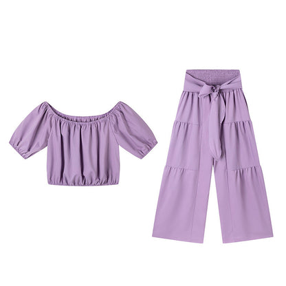 💎 -57% AUF DAS 2-TEILIGE SET! 💎 Schulterfreies Top mit Puffärmeln & Weite Hose – Elegant & Bequem für Warme Tage
