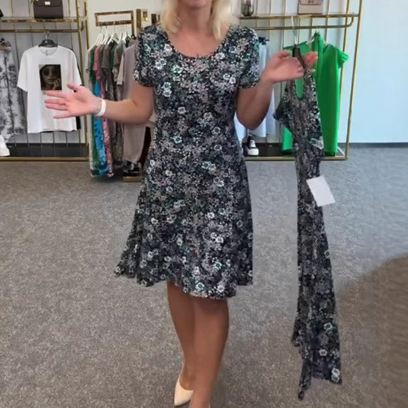 🌸💐Lässiges Damenkleid mit U-Ausschnitt und Blumenmuster
