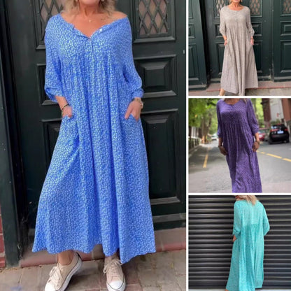 🌸Damenkleid mit Knopfleiste, 3/4-Ärmeln und Punktmuster