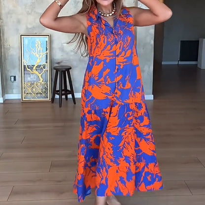 🌸Ärmelloses modisches Maxikleid mit Print für Damen