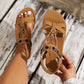 👡 50% RABATT! 🌼 Flache Damen-Sandalen – Runde Zehen, atmungsaktiv & Blumen-Dekor – Verstellbarer Knöchelriemen – ideal für Strand, Spaziergänge oder den Alltag ✨