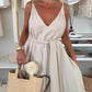 💚Elegantes Maxikleid mit V-Ausschnitt und Taillenband für Damen