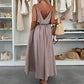 💚Elegantes Maxikleid mit V-Ausschnitt und Taillenband für Damen