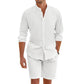 Herren lässiges zweiteiliges Leinen-Set: Oberteil und Shorts
