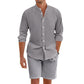 Herren lässiges zweiteiliges Leinen-Set: Oberteil und Shorts