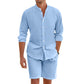 Herren lässiges zweiteiliges Leinen-Set: Oberteil und Shorts