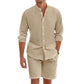Herren lässiges zweiteiliges Leinen-Set: Oberteil und Shorts