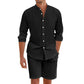 Herren lässiges zweiteiliges Leinen-Set: Oberteil und Shorts