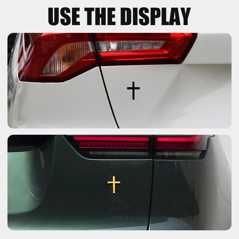 🚗✝️ Metallischer 3D-Kreuz-Aufkleber zur Selbstklebung für Kratzer am Auto