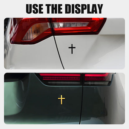 🚗✝️ Metallischer 3D-Kreuz-Aufkleber zur Selbstklebung für Kratzer am Auto