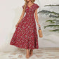 Fließendes Maxikleid mit V-Ausschnitt und Blumenmuster