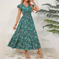 Fließendes Maxikleid mit V-Ausschnitt und Blumenmuster