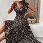 Fließendes Maxikleid mit V-Ausschnitt und Blumenmuster