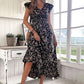 Fließendes Maxikleid mit V-Ausschnitt und Blumenmuster