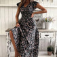Fließendes Maxikleid mit V-Ausschnitt und Blumenmuster