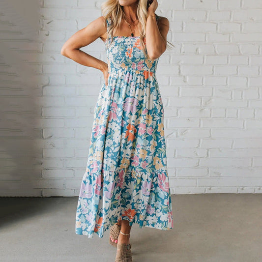 🔥Flatterndes Kleid mit Blumenmuster und Trägern für Damen