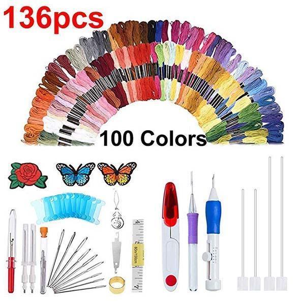 🔥HEUTE 60% AUSGESCHLOSSEN🔥Regenbogenfarbenes Stickerei-Einfädelwerkzeug 136 Sets
